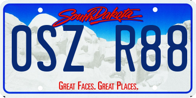 SD license plate 0SZR88