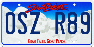 SD license plate 0SZR89