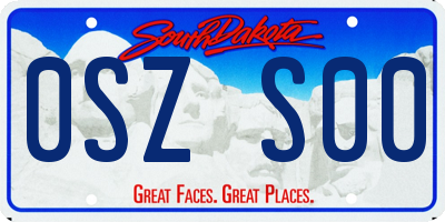 SD license plate 0SZS00