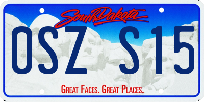 SD license plate 0SZS15