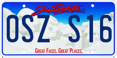 SD license plate 0SZS16