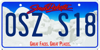 SD license plate 0SZS18