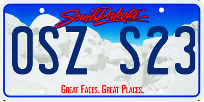 SD license plate 0SZS23