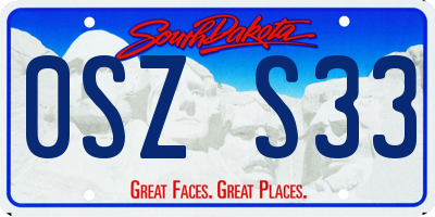 SD license plate 0SZS33