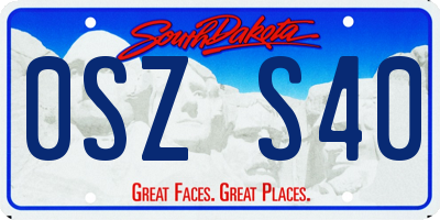 SD license plate 0SZS40