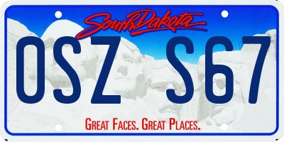 SD license plate 0SZS67
