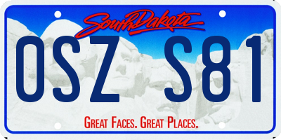 SD license plate 0SZS81