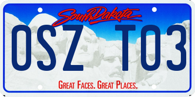 SD license plate 0SZT03
