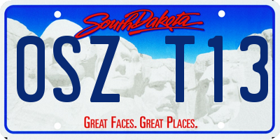 SD license plate 0SZT13