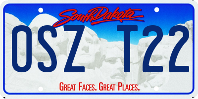 SD license plate 0SZT22
