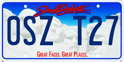 SD license plate 0SZT27