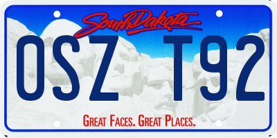 SD license plate 0SZT92