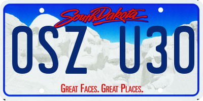 SD license plate 0SZU30