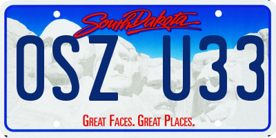SD license plate 0SZU33