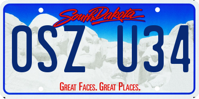 SD license plate 0SZU34