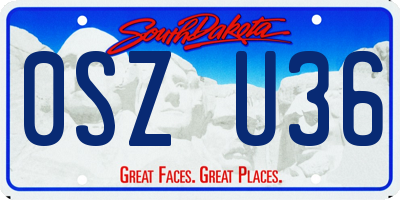SD license plate 0SZU36