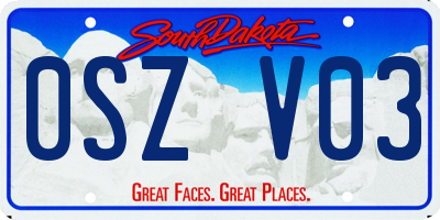 SD license plate 0SZV03