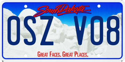 SD license plate 0SZV08