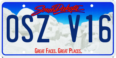 SD license plate 0SZV16