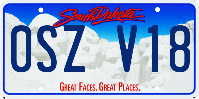 SD license plate 0SZV18