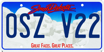 SD license plate 0SZV22