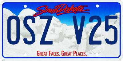 SD license plate 0SZV25