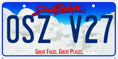 SD license plate 0SZV27