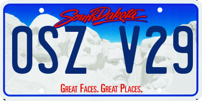 SD license plate 0SZV29