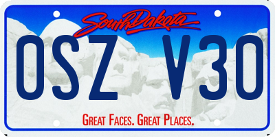 SD license plate 0SZV30