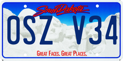 SD license plate 0SZV34