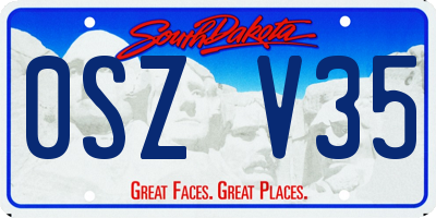 SD license plate 0SZV35