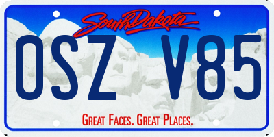 SD license plate 0SZV85