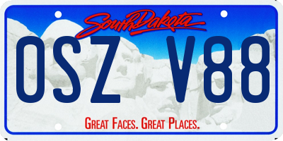 SD license plate 0SZV88