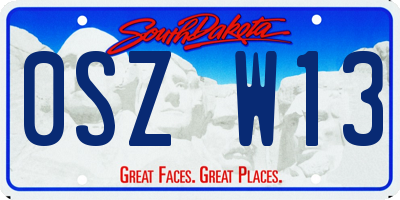 SD license plate 0SZW13