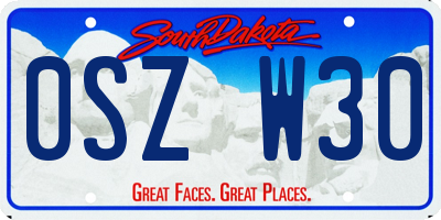 SD license plate 0SZW30