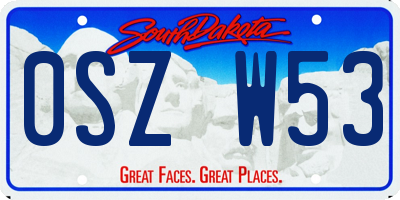SD license plate 0SZW53