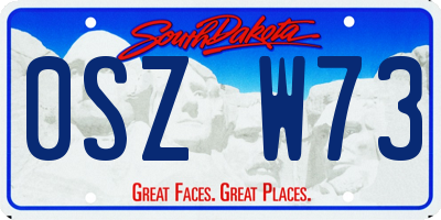 SD license plate 0SZW73