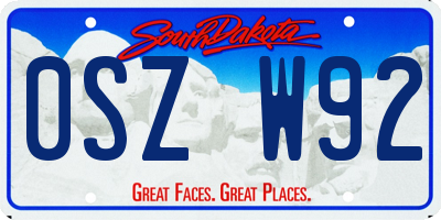 SD license plate 0SZW92
