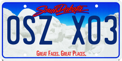 SD license plate 0SZX03