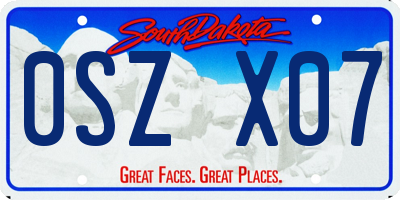 SD license plate 0SZX07