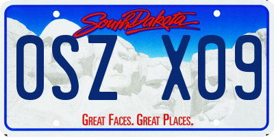 SD license plate 0SZX09