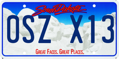 SD license plate 0SZX13