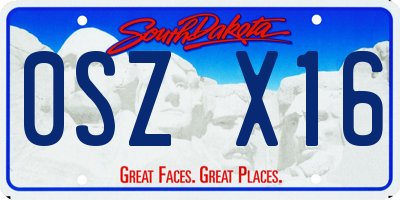 SD license plate 0SZX16