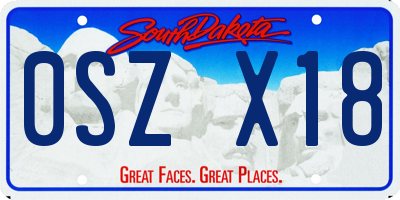 SD license plate 0SZX18