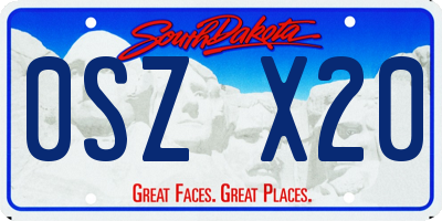 SD license plate 0SZX20