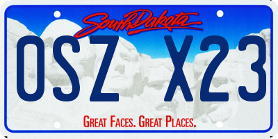 SD license plate 0SZX23