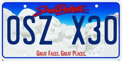 SD license plate 0SZX30