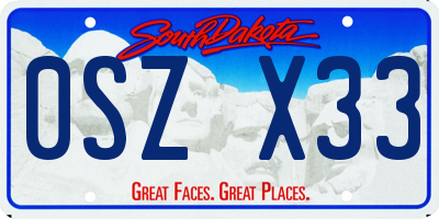SD license plate 0SZX33