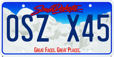 SD license plate 0SZX45