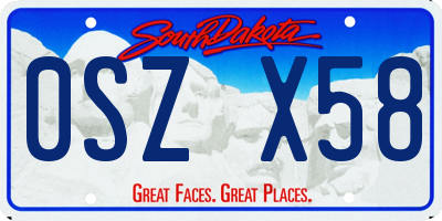SD license plate 0SZX58